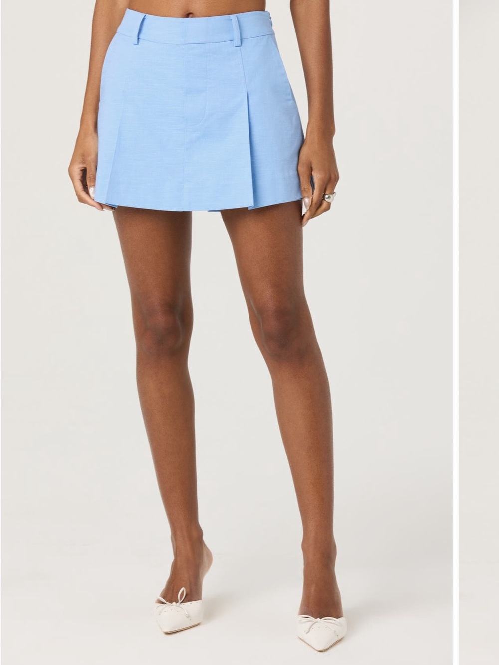 Astr Light Blue Pleated Mini Skort